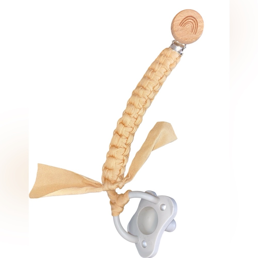 ⭐️5/$10⭐️  Cream Boho Rainbow Nylon Pacifier Clip